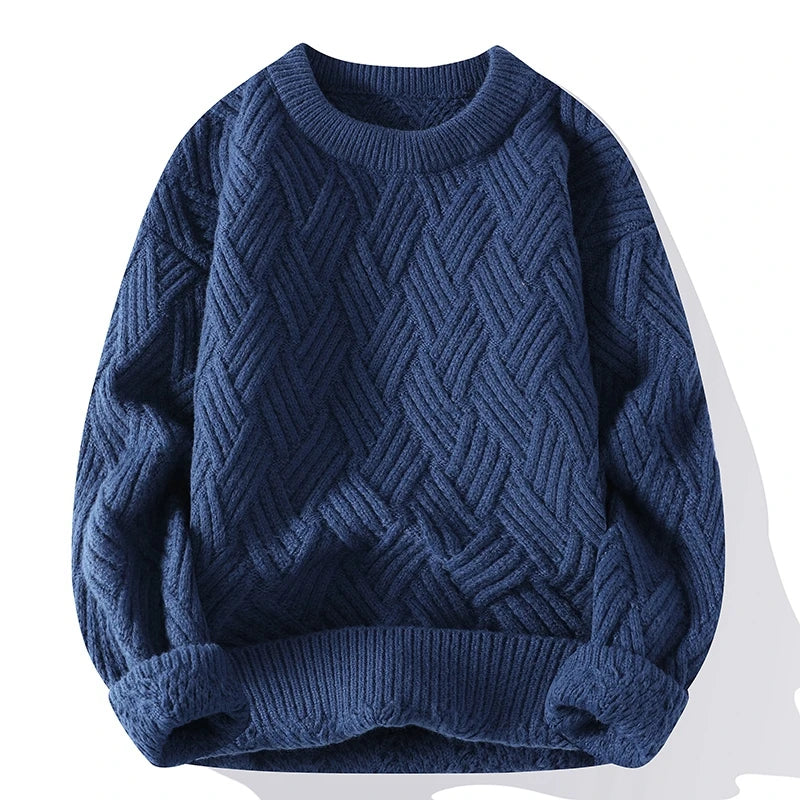 Autumn Winter O Neck Kint Pullovers Men Solid Color Casaul Sweater Loose Knitted Fashion Streetwear Warm Pullover Sweaters Man