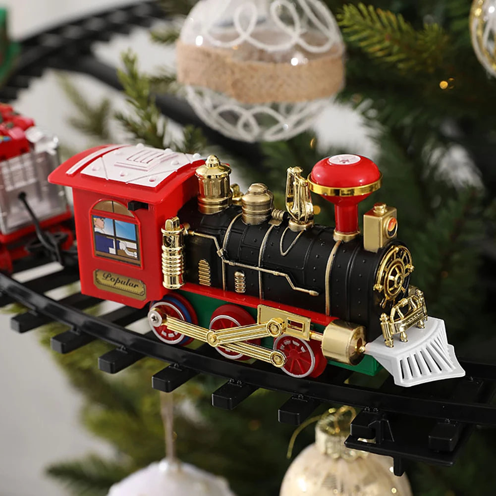 Christmas Train Christmas Tree Decoration Accessories Track Small Train with Music Santa Claus Train Set Children's Gift