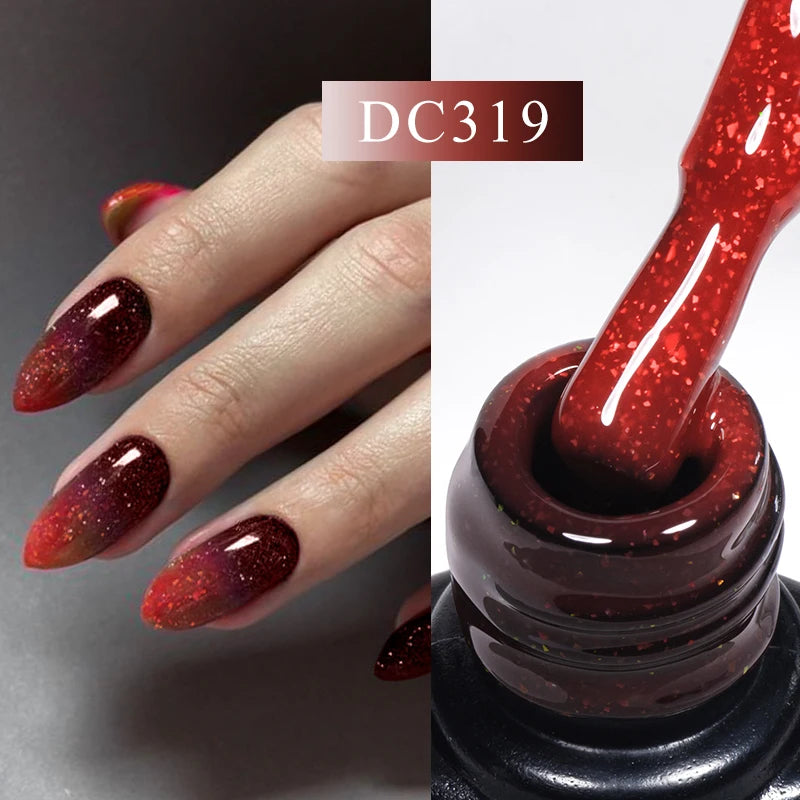 Mtssii 7ml Changing AurorasThermal Rubber Base Gel Nail Polish Nude Purple Glitter Sparking Long Lasting Manicure Art Varnish