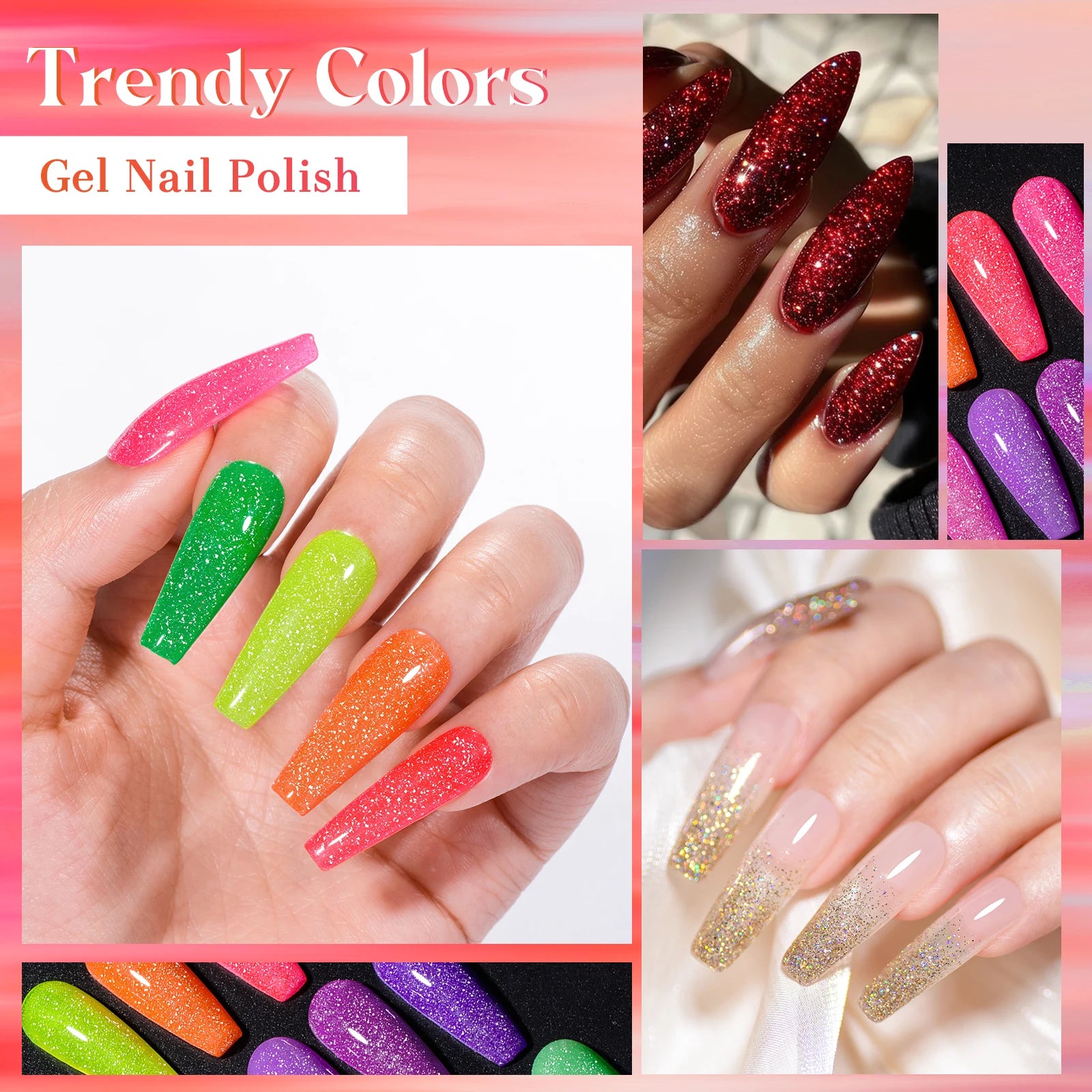 12pcs Glitter Gel Nail Polish Set Sparkling Glitter Semi Permanent Soak Off UV Gel Varnish Nail Manicure With Box Nail Supplies