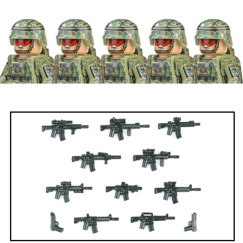 City Army Figures Building Blocks Russia Army Soldiers Weapons Special Combat Uniform Shield Combat Vests Shields Brick Toys