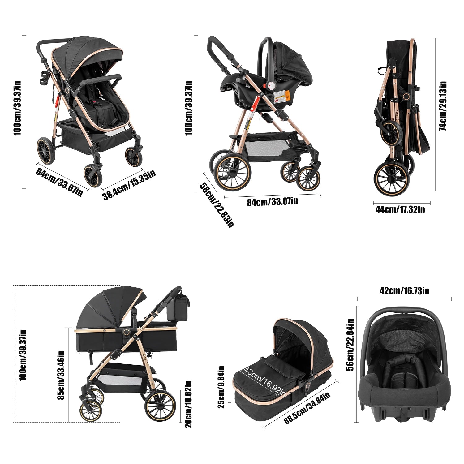 Baby Carriage Light Stroller Baby Stroller 3 in1 Foldable pushchair high quality prams Lie Flat Baby Stroller adjustable seat