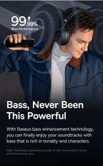 Baseus Bass 30 Max Wireless Headphone Bluetooth 5.3 40mm Bass-Enhance Foldable Over Ear Headsets 50H Play time Gaming Earphone