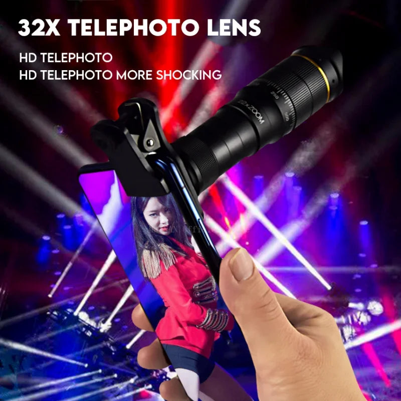 32x Professional Telescope Monocular HD Zoom Phone Lens Camera Telephoto With Tripod Metal Telescope For Tourism Camping