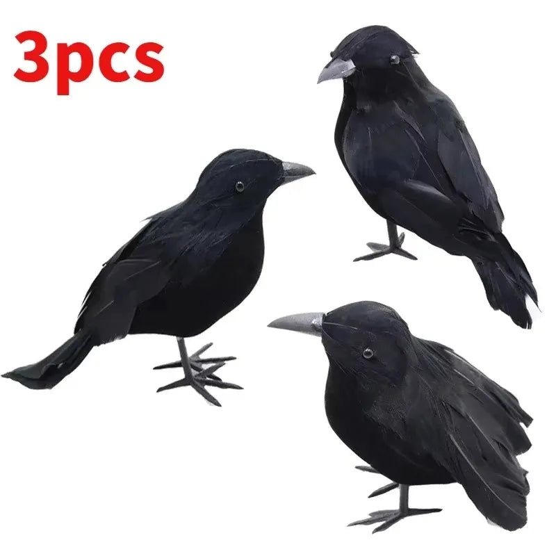 Realistic Artificial Crows Party Ornament Halloween Decorations 2023 Halloween Party Props Horror Crow Decoration 6pcs