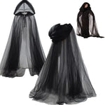 Black Bridal Shawl Witch Vampire Cosplay Cloak Halloween Double Cloak Game Party Costume Props Holiday Dress Up