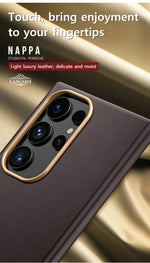 LANGSIDI Luxury Nappa Leather Magnetic Phone Case for Samsung s24 ultra Galaxy s23 ultra s24 plus for Magsafe fundas Back Cover