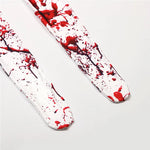 Kids Halloween Horror Costume Blood Red Jumpsuit with Scary Mask Spooky Role Play Party Outfit for Carnival Celebration