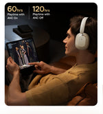 Baseus Bowie H1s Wireless Headphones Bluetooth 5.4 Noise Canceling 46dB Over Ear Headset Hi-Res Spatial Audio Earphone 120H Time