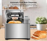 Biolomix 1KG 19-in-1 Stainless Steel Automatic Bread Maker 650W Programmable with Fruit Nut Dispenser Kitchen Appliance