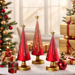 Table Christmas Tree 3 Pieces Christmas Sculpture Indoor Resin Star Tree Figurine For Home Room Winter Party Decorations Table