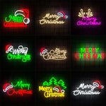Merry Christmas Neon Sign for Wall Decor,Christmas Neon Sign with Xmas Tree and Santa Hat for  Living Room Home Party Decor