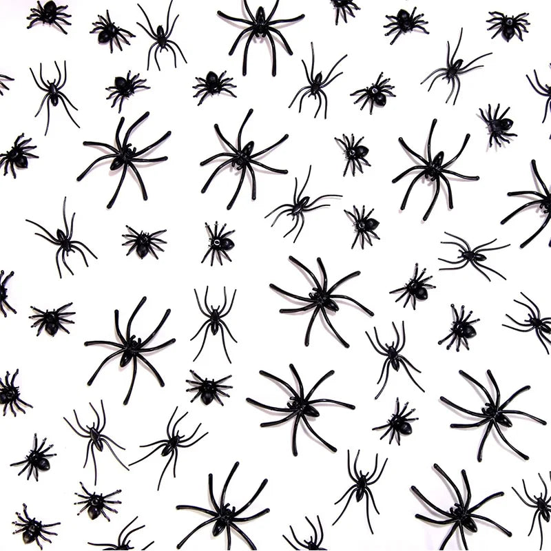 4.5x5cm Artificial Plastic Spiders Mini spider Black Fake Spiders Halloween Prank Props for Halloween DIY Party Decoration