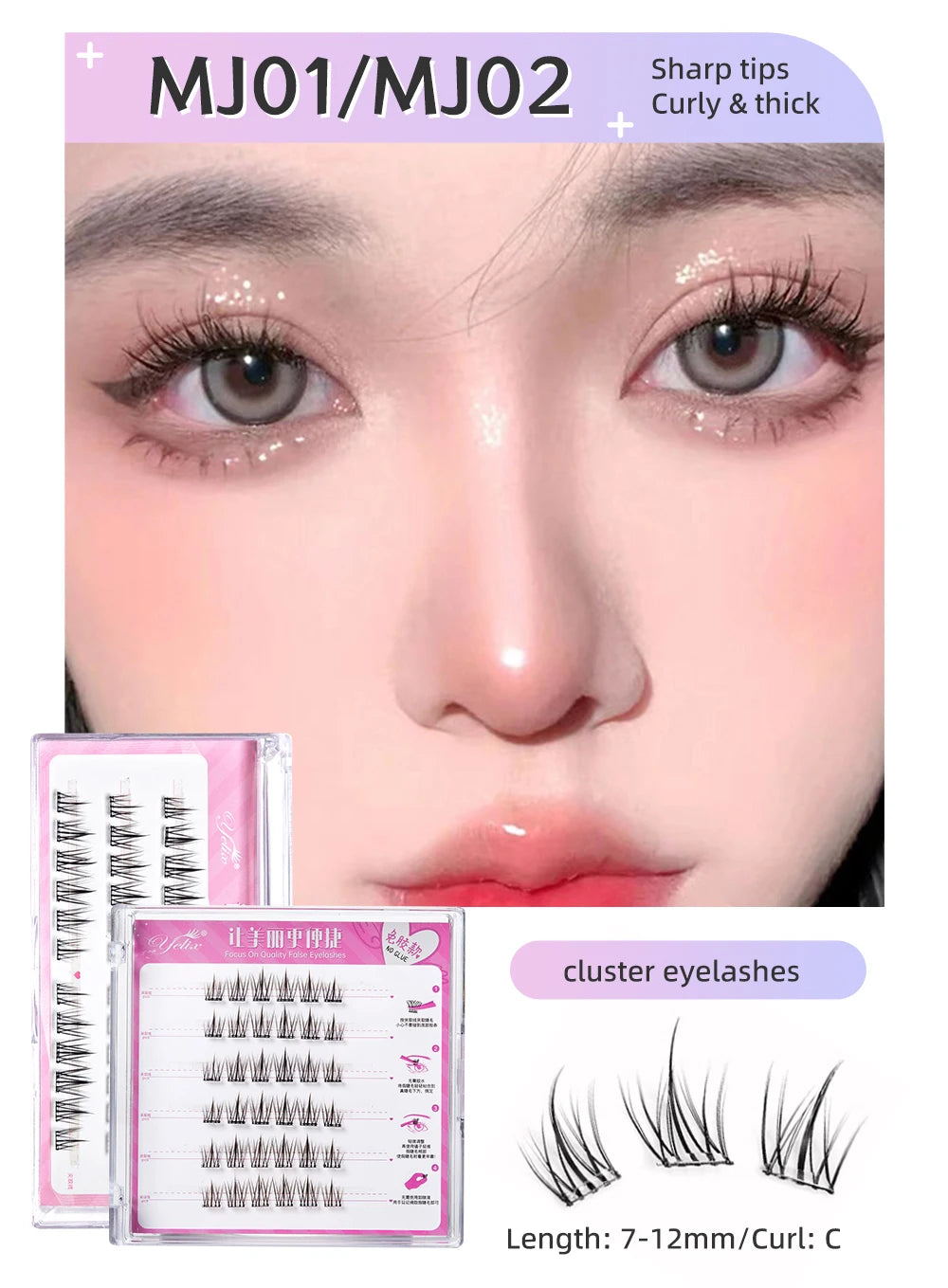 Yelix large capacity Self-Adhesive Eyelashes No Glue Fake Lashes Extensions Reusable for Makeup Soft Mink Eyelashes