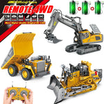 4WD Remote Control Excavator 4x4 Alloy Dump Truck Bulldozer Radio Model RC Car Construction Vehicle Toy Children Kids Gifts