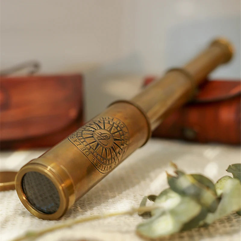 Retro Brass Monocular Telescope Study Desktop Ornaments Home Decoration Model Room Shooting Window Display Handmade Telescope