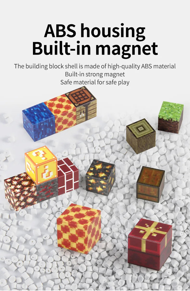 10-300pcs Magnetic Blocks Game Mine Magnet World Toys For Boys Girls STEM Montessori Sensory Cubes Game Toys Gift