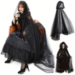 Black Bridal Shawl Witch Vampire Cosplay Cloak Halloween Double Cloak Game Party Costume Props Holiday Dress Up