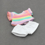 Doll Clothes Outfit Accessories For Korea Kpop Exo 15-17cm Labubu Idol Dolls 10cm cotoon doll T-shirt denim shorts set Clothing