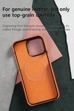for Magsafe Case for iPhone 17 15 16 Pro Max Air 16Pro Natural Cowhide Lychee Leather Magnetic Protector Luxury Phone Back Cover
