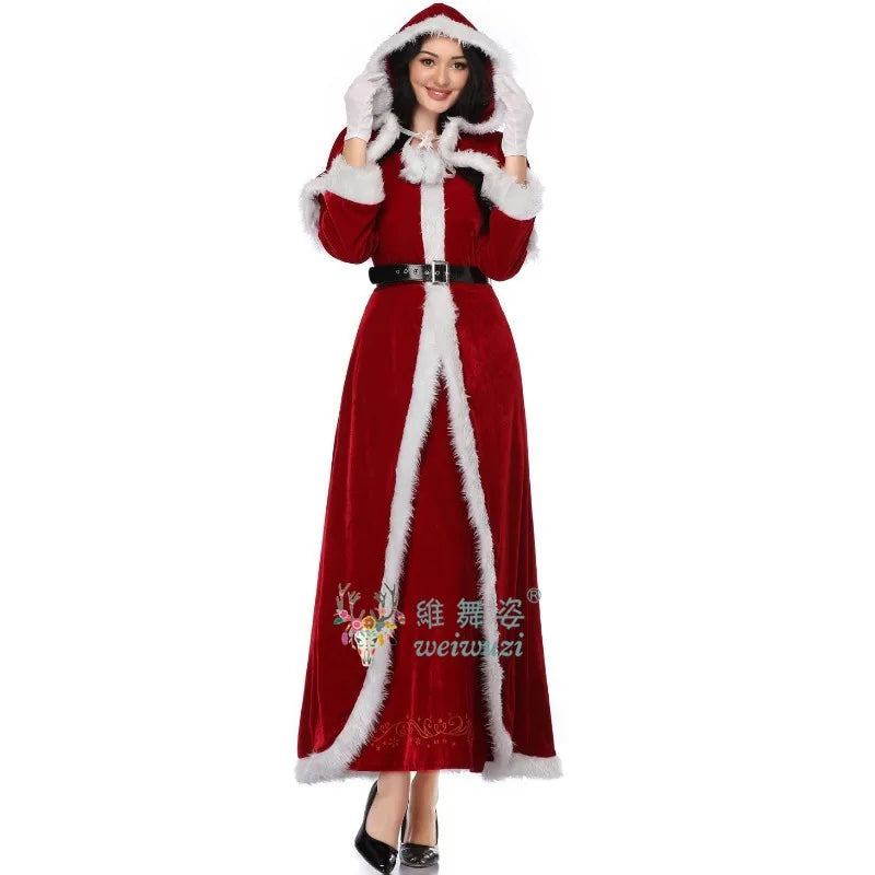 Christmas Costume Deluxe Suit Adult Women Cosplay Costume Santa Claus Funny Xmas Outfit New Year Party Fancy Clothing Premium