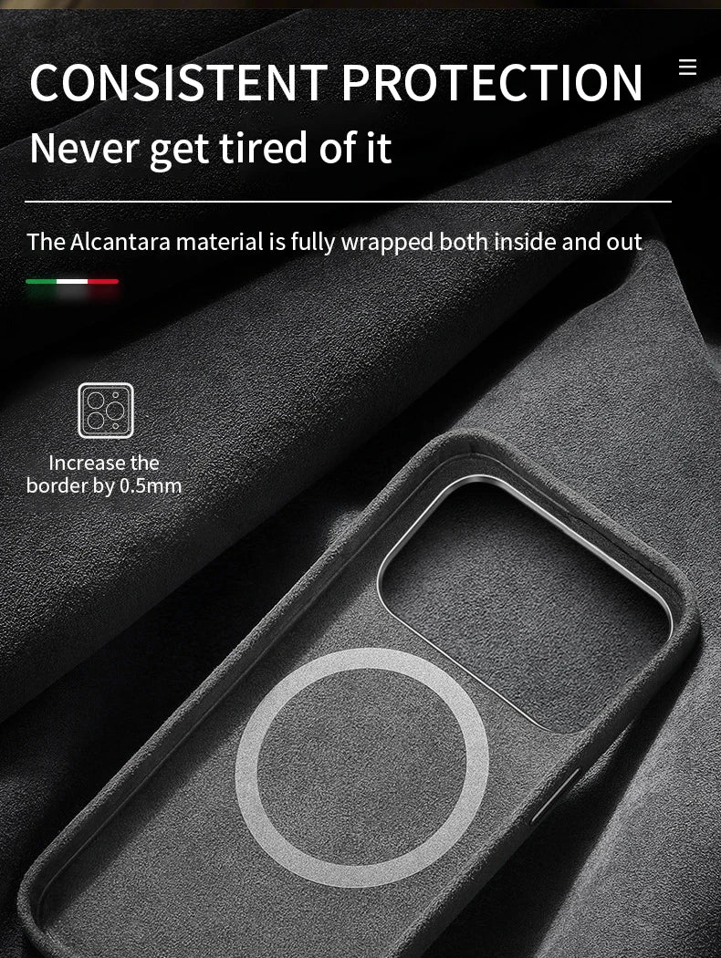 Premium Genuine Italy Imported Alcantara Magnetic Case for iPhone 17Pro 17Air 17 Pro Max with MagSafe Business Soft Touch Cover