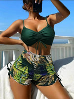2025 High Waist Drawstring Front Bikini Set – Women's Swimsuit Swimwear Beachwear