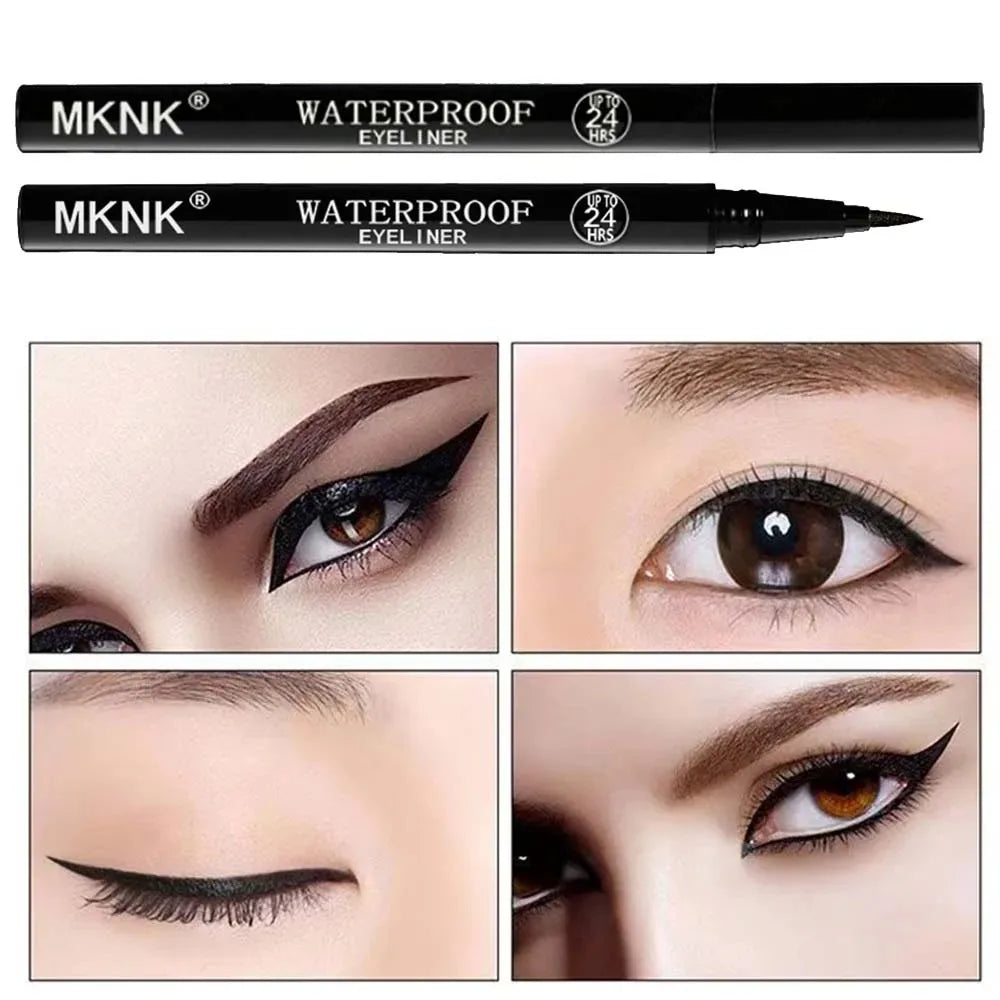 1/2 PCS Black Quick-Dry Eyeliner Pencil - 24H Lasting Smooth Matte Waterproof Anti-Smudge Liquid Eyeliner Makeup for Eyes