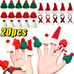 Mini Santa Knitted Hat & Scarf Small Christmas Costume for Cat Rabbit Doll Lollipop Bottle Cap DIY Xmas Party Dinner Decoration