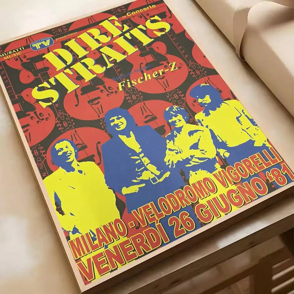 Singer D-Dire S-Straits Rock Band Poster Waterproof HD Art Wall Decal Self-Adhesive Print. Aesthetic Home Room Decor for Living