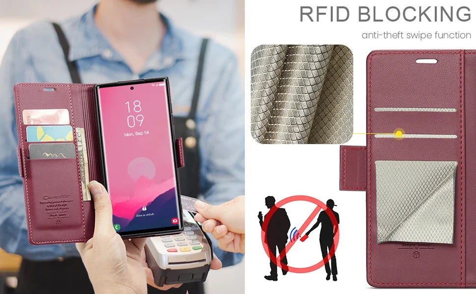 Magnetic Flip Wallet Cards Leather Magsafe Case for Samsung Galaxy A06 A16 A55 A35 A25 15 05S S25 S24 S23 22 Ultra Plus FE Cover