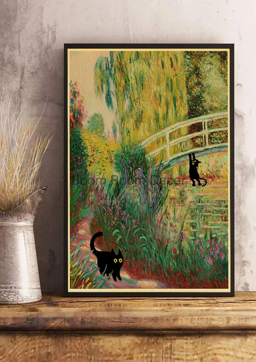 Digital Cats Cute Poster Kraft Paper Prints Modern DIY Funny Cartoon Room Painting Prints Art Picture Posters Living Room Decor