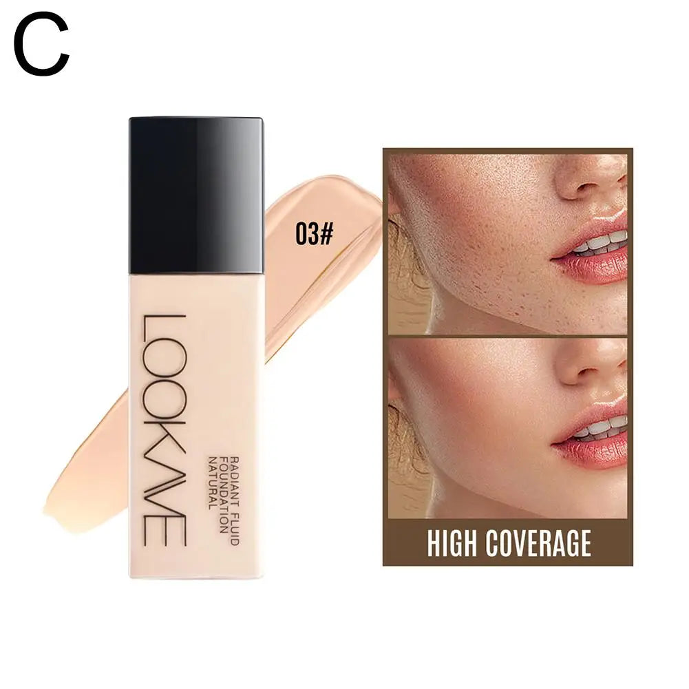 LOOKAVE Liquid Foundation Long Lasting Full Coverage Matte Cream CC Foundation Makeup Concealer Natural Liquid Base Moisturizing