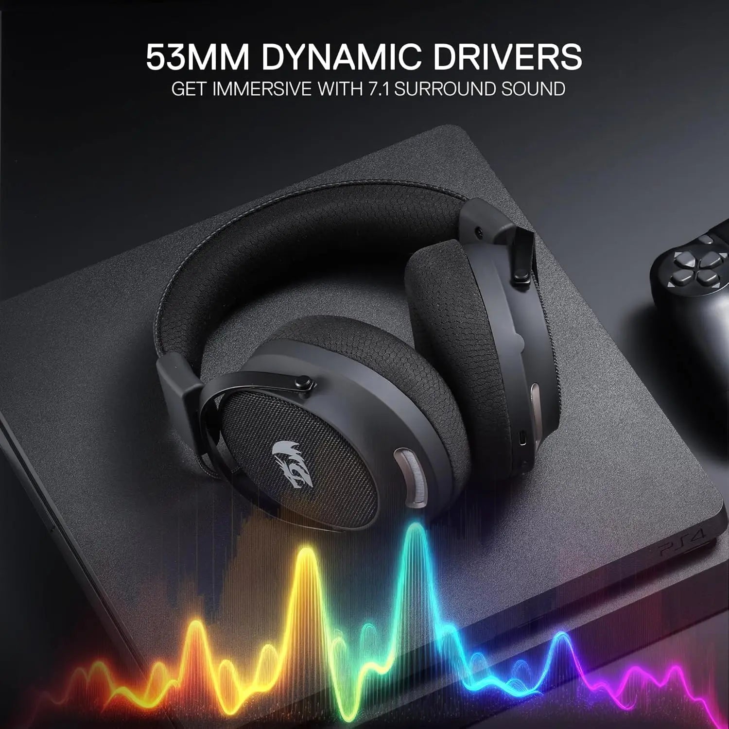 Redragon H858 3-Mode Wireless Gaming Headset 7.1 Surround Sound 53 mm Drivers Noise-canceling Microphone Over-Ear Headphones