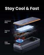 UGREEN 40Gbps NVMe SSD Case SSD Enclosure M.2 to USB4.0 Adapter for M.2 NVME PCIE Built-in Cooling Vest Aluminum Case