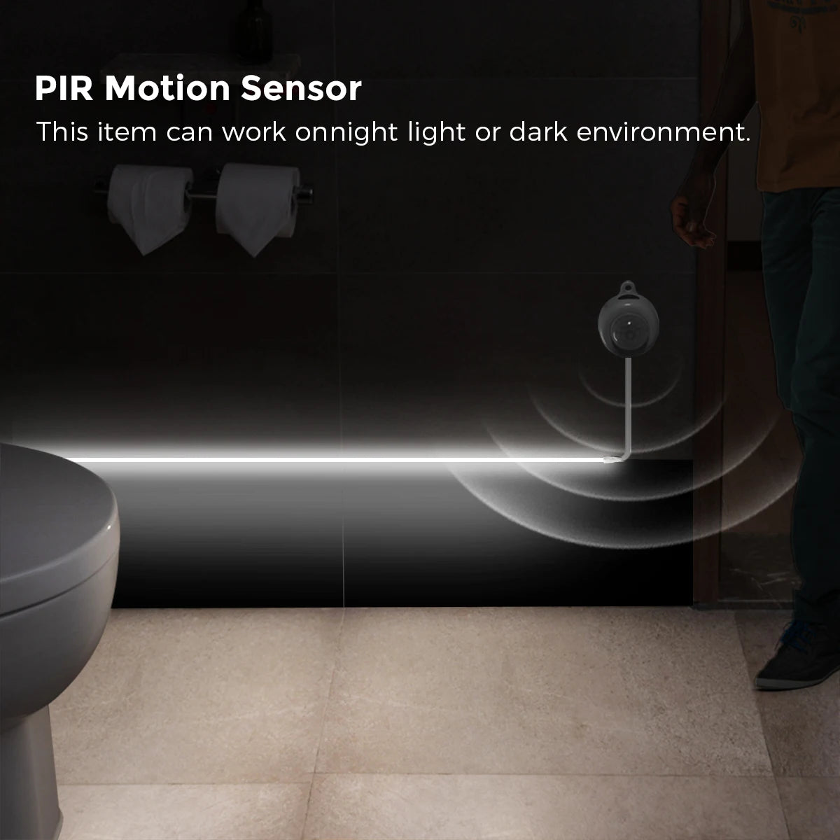Super Bright COB LED Strip Light Smart PIR Motion Sensor 220V/110V to DC 12V Flexible Lamp Tape for Kitchen Wardrobe Room Decor