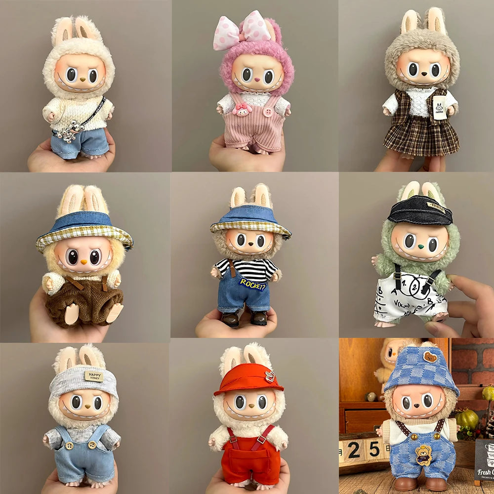 New Labubu Clothing Popular New Products Fashion Velcro 17cm Doll Cute Dress Casual Set Skirt Plush Toy Clothing