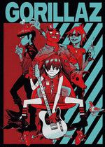 Virtual Anime Rock Band Gorillaz Poster Modern Music Album Cover Canvas Painting Wall Art for Club Living Room Home Decor Mural