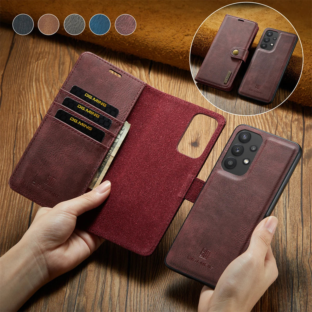 Detachable Magnetic Leather Cover for Samsung Galaxy S20 S21 S23 S24 FE S25 S22 Plus Note 20 Ultra A55 Wallet Card Holder Case