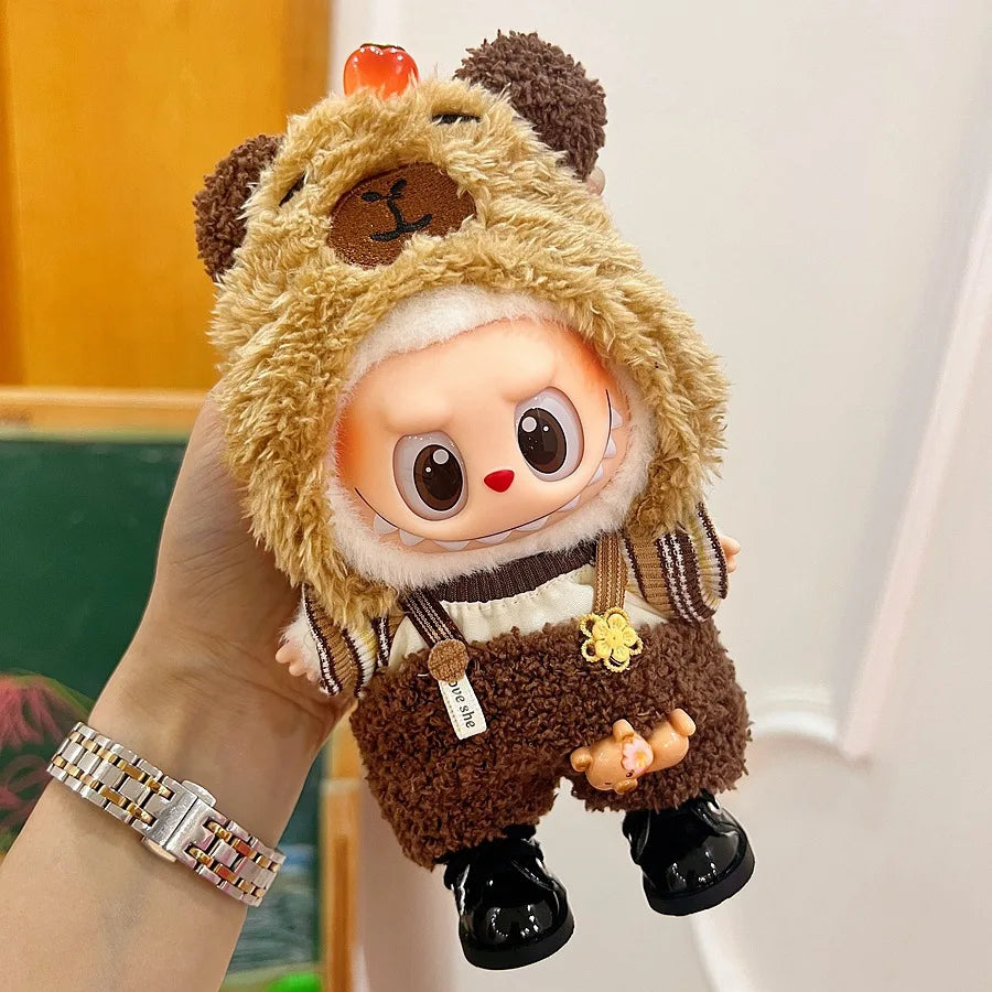 New Labubu Clothing Popular New Products Fashion Velcro 17cm Doll Cute Dress Casual Set Skirt Plush Toy Clothing