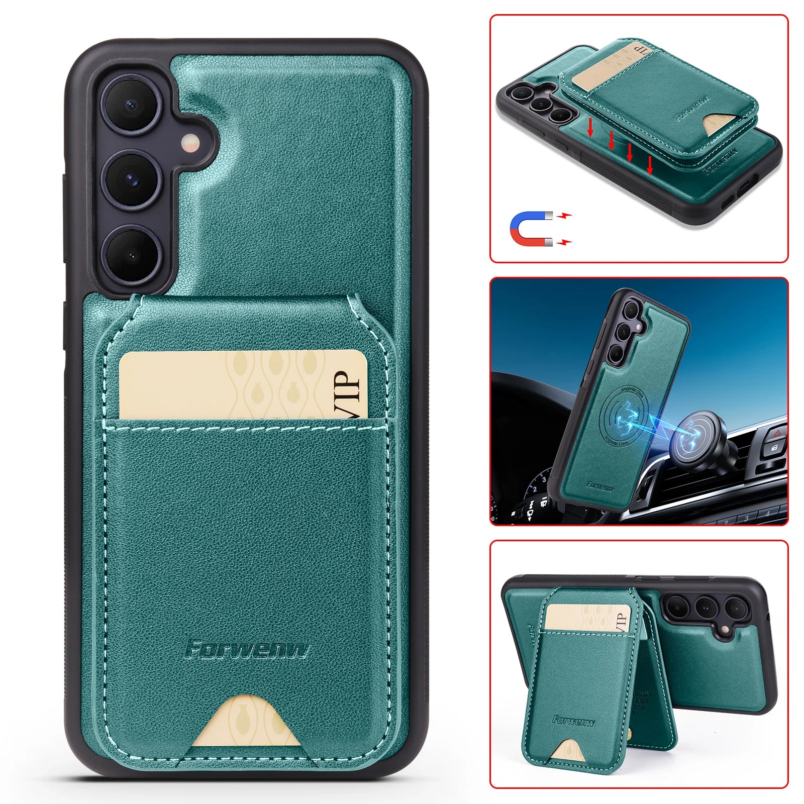 Leather Case For Samsung Galaxy A16 A36 A56 A55 A35 A15 A25 S25 S24 Ultra S23 S22 Plus + 2 in 1 Detachable Vertical Wallet Cover