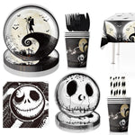 Halloween Tableware Set Horror Themed Disposable Party Tableware Festival Decoration Props Banner Paper Plates Tablecloth Set