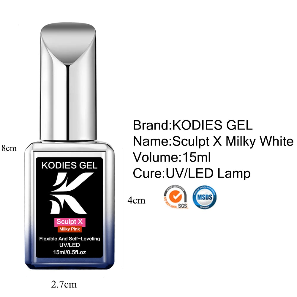 KODIES GEL Builder Nail Gel in a Bottle Milky Pink 15ML Brush on Builder Extension Gel Polish Soak Off French Manicure Hard Gel