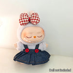 17cm Mini Plush Doll'S Clothes Outfit Accessories For Korea Kpop Exo Labubu Idol Dolls Corduroy overalls T-shirt Clothing Gift