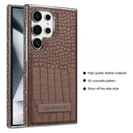 High Quality Leather Holder Electroplate Phone Case for Samsung Galaxy S25 S24 S23 Ultra S24 S23 Plus Bracket Magnetic Cover