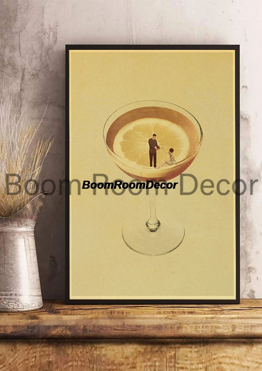 Retro Abstract Creative Poster Kraft Paper Nostalgia Canvas Prints Modern Landscape Coffee Bar Wall Art Posters Living Decor