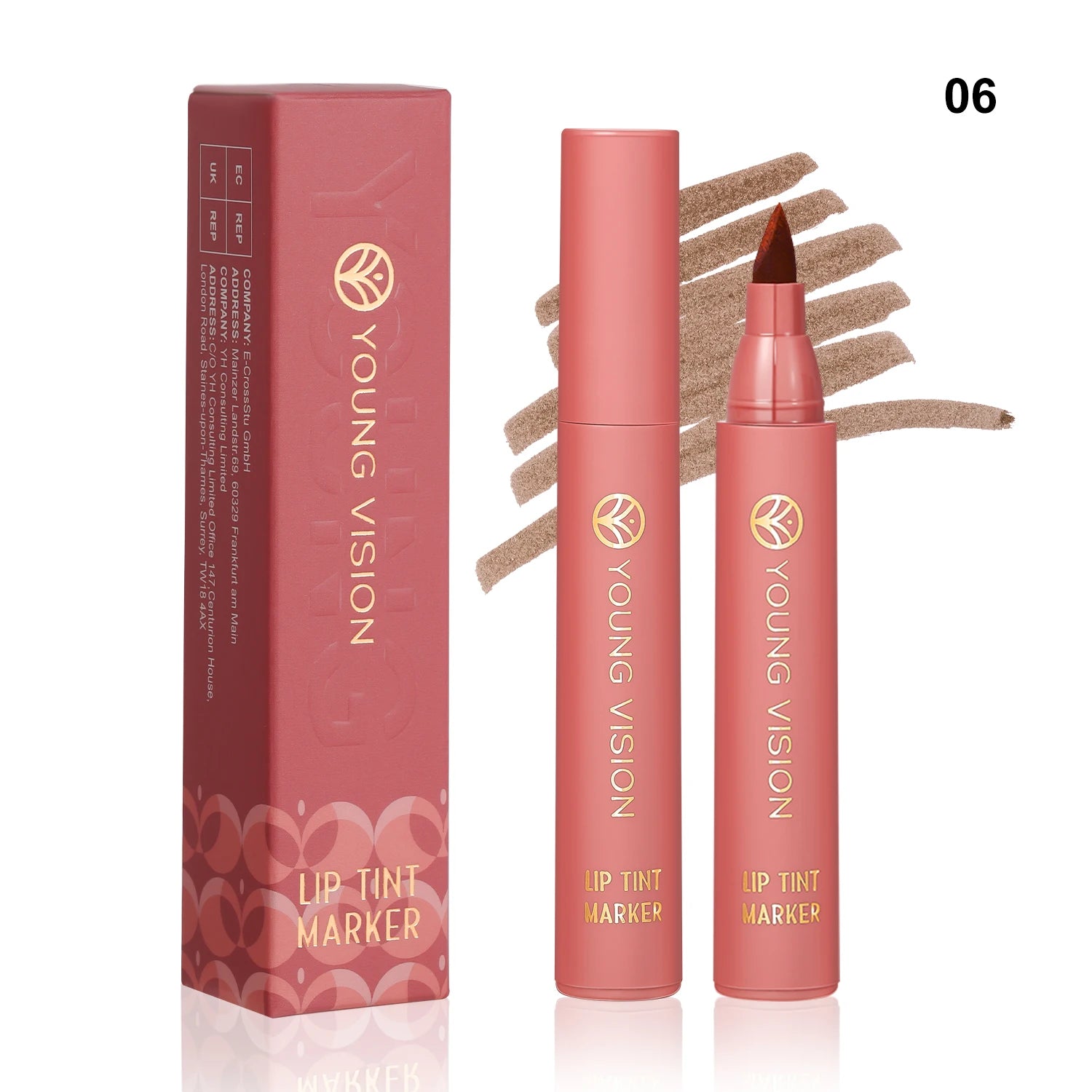 Lip Tint Pen, 6 Colors Available, Matte Water Lipstick, Non-Stick Cup, Long-Lasting, Smooth Lip Liner and Lip Stain Combo