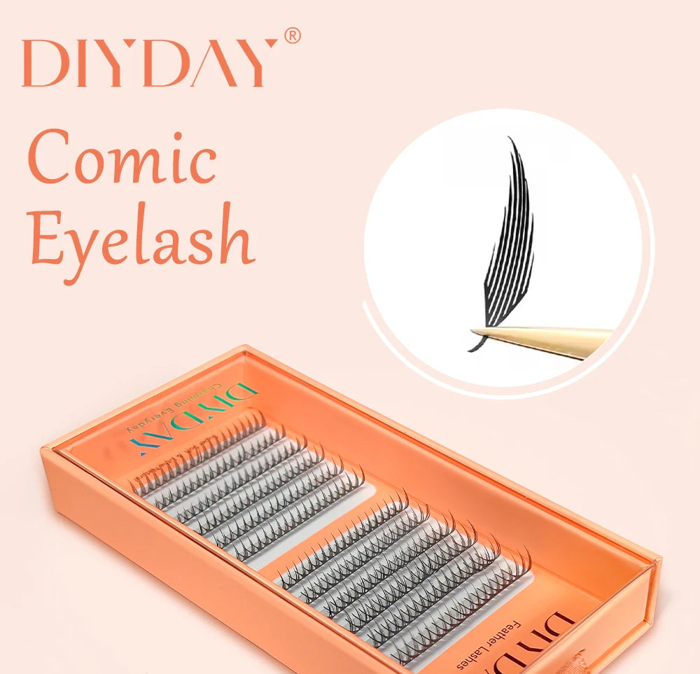 DIYDAY Comic Spire Eyelash Extension Premade Manga False Eyelashes Super Soft Light Feather-Feeling Anime Lashes for Makeup Tool