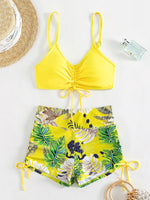 2025 High Waist Drawstring Front Bikini Set – Women's Swimsuit Swimwear Beachwear