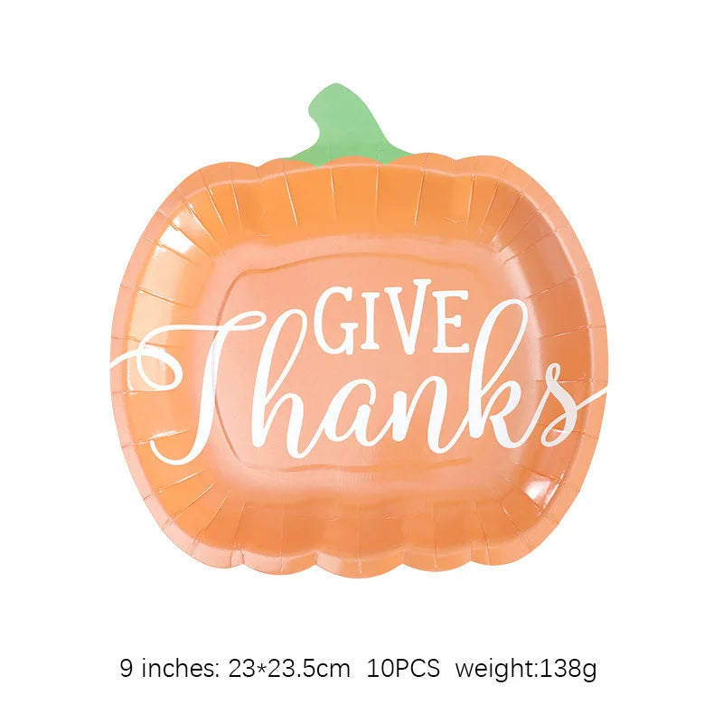 Halloween Thanksgiving Disposable Tableware White Paper Plates Halloween Pumpkin Party Supplies Birthday Party Decor